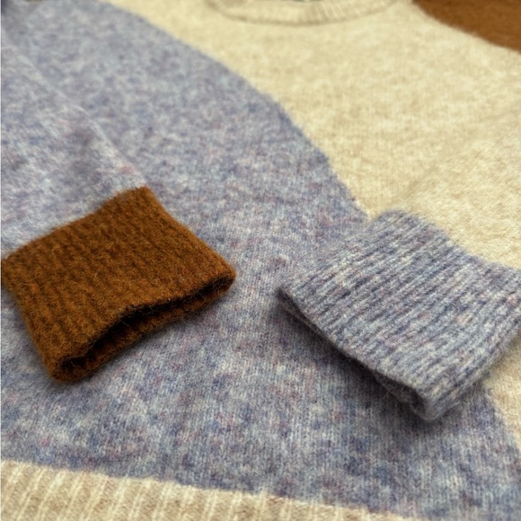 Madewell Colorblock Sweater Wool Camel Hair Lilac Cream S - Picture 3 of 7